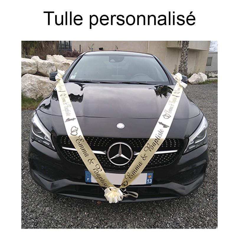 Tulle Personnalisé Voiture Mariage - Décoration Voiture Mariage  Personnalisée