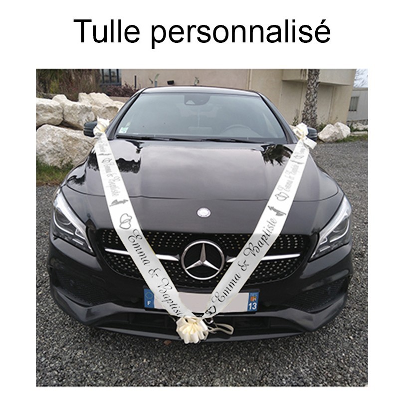 tulle voiture mariage personnalisé