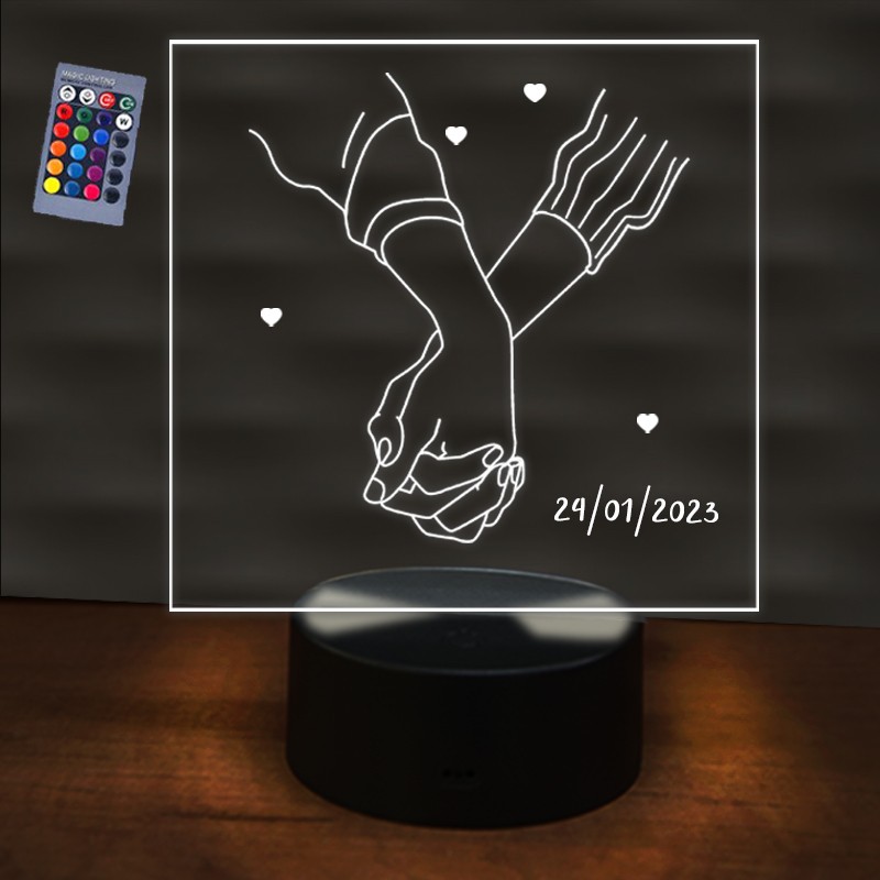 Lampe Personnalisée - Lampe Mains Entrelacées Personnalisée - Cadeau Saint  Valentin Personnalisé - Lampe Couple