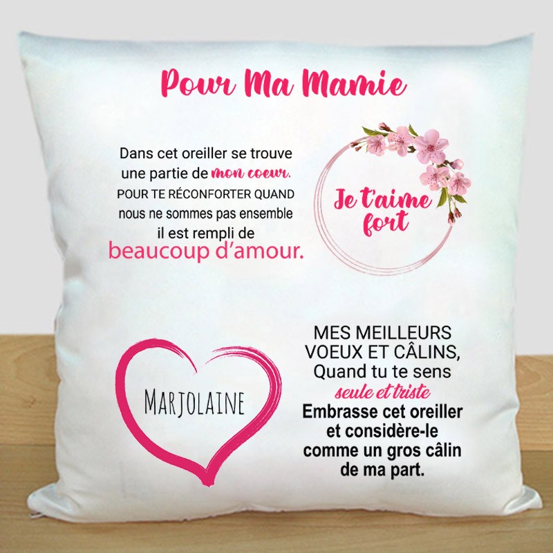 Coussin Fete Des Grands Mères Personnalisé - Coussin A Ma Mamie  Personnalisé 