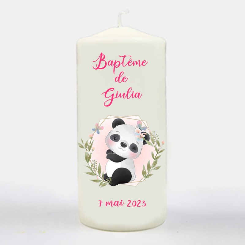 Bougie Bapteme Personnalisée Panda