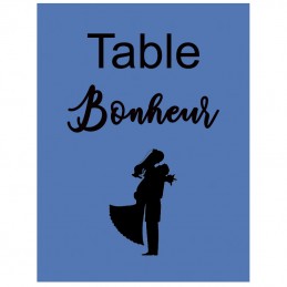 marque table bleu lavande mariés